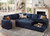 Sleeper Sectional Couch with Pull-Out Bed Sectional Sleeper Sofa Pull Out Bed with Storage Chaise, 6 Seaters Couch for Living Room, Velvet Blue