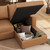 Sleeper Sectional Couch with Pull-Out Bed Sectional Sleeper Sofa Pull Out Bed with Storage Chaise, 6 Seaters Couch for Living Room, Faux Leather Brown