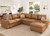 Sleeper Sectional Couch with Pull-Out Bed Sectional Sleeper Sofa Pull Out Bed with Storage Chaise, 6 Seaters Couch for Living Room, Faux Leather Brown