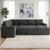 Sectional Sleeper Sofa with Pull-Out Bed Storage Chaise, 6 Seater Couch for Living Room, Dark Grey