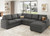 Sectional Sleeper Sofa with Pull Out Bed U-Shape Sectional Couch Sleeper Bed with Storage Chaise 6 Seater Sleeper Sectional Sofa, Light Grey