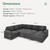 Sectional Couch with Pull Out Bed, U-Shaped Sectional Sleeper Sofa with Storage, 6 Seater Sectional Sofa Bed, Mid-Grey