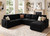 Sectional Sleeper Sofa with Pull-Out Bed Storage Chaise, 6 Seater Couch for Living Room, Black
