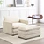 Single Armchair with Ottoman, Modern Corduroy Cloud Couch with Convertible Chaise, Upholstered Sofa Set for Living Room, Beige