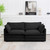 Sectional 2 Seat Cloud Loveseat with 2 Throw Pillows, Modern Corduroy Love Seat Sleeper Bed, Convertible Cozy Sofa for Living Room and Office, Black