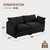 Sectional 2 Seat Cloud Loveseat with 2 Throw Pillows, Modern Corduroy Love Seat Sleeper Bed, Convertible Cozy Sofa for Living Room and Office, Black