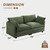 Sectional 2 Seat Cloud Loveseat with 2 Throw Pillows, Modern Corduroy Love Seat Sleeper Bed, Convertible Cozy Sofa for Living Room and Office, Green