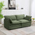 Sectional 2 Seat Cloud Loveseat with 2 Throw Pillows, Modern Corduroy Love Seat Sleeper Bed, Convertible Cozy Sofa for Living Room and Office, Green