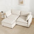 78'' Modular Sectional Cloud Couch with Movable Ottoman, 3 Seat Comfy Modern Corduroy Sofa with 2 Throw Pillows, Deep Seat L Shaped Couch for Living Room Bedroom Apartment, Beige