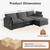 104'' Modular Sectional Cloud Couch with Movable Ottoman, 4 Seat Modern Corduroy Sofa, Deep Seat L Shaped Couch for Living Room Bedroom Apartment, Dark Grey