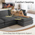 104'' Modular Sectional Cloud Couch with Movable Ottoman, 4 Seat Modern Corduroy Sofa, Deep Seat L Shaped Couch for Living Room Bedroom Apartment, Dark Grey