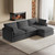 104'' Modular Sectional Cloud Couch with Movable Ottoman, 4 Seat Modern Corduroy Sofa, Deep Seat L Shaped Couch for Living Room Bedroom Apartment, Dark Grey