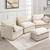 Oversized Modular Sectional Sofa with Movable Ottoman, 112 Inch 4 Seat Modern Corduroy Sofa Set, Convertible L Shaped Couch for Living Room and Office, Beige