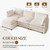 112'' Modular Sectional Cloud Couch with Movable Ottoman, 4 Seat Modern Chenille Sofa with 2 Throw Pillows, Deep Seat L Shaped Couch for Living Room Bedroom Apartment, Beige