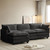 112'' Sectional Cloud Couch with Movable Ottoman, 4 Seat Modern Chenille Modular Sofa with 2 Throw Pillows, Deep Seat L Shaped Couch for Living Room Bedroom Apartment, Dark Grey