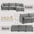 112'' Modular Sectional Cloud Couch with Movable Ottoman, 4 Seat Modern Corduroy Sofa with 2 Throw Pillows, Comfy Deep Seat L Shaped Couches for Living Room Bedroom Apartment, Dark Grey