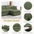 112'' Sectional Modular Cloud Couch, Oversized L Shaped 3 Seat Sofa with Movable Ottomans, 2 Throw Pillows, Upholstered Corduroy L Shape Comfy Deep Couches for Living Room and Office, Green