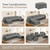148'' Sectional Cloud Couch with 2 Ottomans, Oversized 4 Seat Sleeper Sofa with 2 Throw Pillows, Convertible Upholstered U Shaped Cozy Sofa Furniture Set for Living Room and Office, Dark Grey