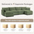 148'' Sectional Cloud Couch with 2 Ottomans, Oversized 4 Seat Sleeper Sofa with 2 Throw Pillows, Convertible Upholstered U Shaped Cozy Sofa Furniture Set for Living Room and Office, Green