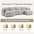 148'' Sectional Cloud Couch with 2 Ottomans, Oversized 4 Seat Sleeper Sofa with 2 Throw Pillows, Convertible Upholstered U Shaped Cozy Sofa Furniture Set for Living Room and Office, Light Grey