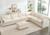 150'' Modular Sectional Cloud Couch, 7 Seater Corner Sofa Big Comfy Corduroy V Shaped Couch with 4 Throw Pillows, Convertible Chaise, Ottoman, Couches for Living Room Office Beige