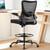 Drafting Chair, Tall Office Chair with 2D Lumbar Support, Standing Desk Chair,High Office Chair with Padded Flip-Up Armrests & Adjustable Footrest Ring, Ebony