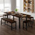 5-Piece Dining Table Set for 4-8 People, 63" Extendable Kitchen Table Set with 2 Benches and 2 Square Stools, Dining Room Table with MDF Wood Board, Easy Clean, Dark Brown