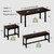 5-Piece Dining Table Set for 4-8 People, 63" Extendable Kitchen Table Set with 2 Benches and 2 Square Stools, Dining Room Table with MDF Wood Board, Easy Clean, Dark Brown