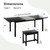 7-Piece Dining Table Set with 6 Stools, 63" Large Extendable Kitchen Table Set for 4-8, Mid-Century Dining Room Table with Heavy-Duty Frame, Easy Assembly, Black