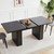 55 in–71 in Extendable Rectangular Dining Table for 4–6, Modern Farmhouse Expandable Kitchen Table with Carved Line Base, Wooden Dinner Table for Kitchen Living Room Home Office (Black)