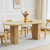 70.8 Inch Dining Table for 4-6 People, Oval Kitchen Table with Wood Strip Base, Modern Farmhouse Large Round Dining Room Tables for Living Room (Natural)