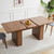 55 in–71 in Extendable Rectangular Dining Table for 4–6, Modern Farmhouse Expandable Kitchen Table with Carved Line Base, Wooden Dinner Table for Kitchen Living Room Home Office (Walnut)