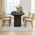 70.8 Inch Dining Table for 4-6 People, Oval Kitchen Table with Wood Strip Base, Modern Farmhouse Large Round Dining Room Tables for Home Living Room (Black)
