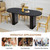 70.8 Inch Dining Table for 4-6 People, Oval Kitchen Table with Wood Strip Base, Modern Farmhouse Large Round Dining Room Tables for Home Living Room (Black)