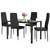 Dining Table Set for 4 | 5-Piece Glass Black Dining Table | Kitchen Table with 4 Upholstered Chairs and Faux Leather Cushions | Space-Saving and Modern Design | for Dining Room, Easy to Assemble