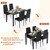 Dining Table Set for 4 | 5-Piece Glass Black Dining Table | Kitchen Table with 4 Upholstered Chairs and Faux Leather Cushions | Space-Saving and Modern Design | for Dining Room, Easy to Assemble