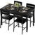 Dining Table Set for 4, Wood Kitchen Table with Upholstered Chairs for Kitchen & Dining Room, Compact Dining Set for Small Spaces, Black
