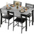 Dining Table Set for 4, Wood Kitchen Table with Upholstered Chairs for Kitchen Room and Small Spaces, Grey