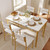 Dining Table Set for 4, Wood Kitchen Table with Upholstered Chairs for Kitchen & Dining Room, Compact Dining Set for Small Spaces, White & Gold