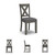 7-Piece Dining Set – Rectangular Table with 6 X-Back Upholstered Chairs, Gray