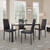 5 Piece Glass Dining Table Set, Kitchen and Chairs for 4, PU Leather Modern Room Sets for Home, Kitchen, Living Room