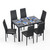Glass Dining Table Sets for 6, 7 Piece Kitchen Table and Chairs Set for 6 Person, PU Leather Modern Dining Room Sets for Home, Kitchen, Living Room