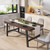 Industrial Dining Table for 4-6 People, 63" Long Kitchen Table with Sturdy Metal Frame, Rectangular Counter for Dinner, Kitchen, Dining Room (Rustic Birch, 63" Non-extendable)