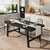 Industrial Dining Table for 4-6 People, 63" Long Large Kitchen Table with Sturdy Metal Frame, Rectangular Counter for Dinner, Kitchen, Dining Room (Black, 63" Non-extendable)