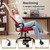 Office Chair - Ergonomic Mid Back with Lumbar Support & Rocking Mode, Height Adjustable with Fixed Armrest, Storage Back for Computer, Gaming, Conference, Meeting Room, 360° Swivel, Red