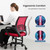 Office Chair - Ergonomic Mid Back with Lumbar Support & Rocking Mode, Height Adjustable with Fixed Armrest, Storage Back for Computer, Gaming, Conference, Meeting Room, 360° Swivel, Red