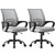 Office Chair - Ergonomic Mid Back with Lumbar Support & Rocking Mode, Height Adjustable with Fixed Armrest, for Home, Computer, Gaming, Conference, Meeting Room, 360° Swivel, Grey, 2 Pack