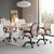 Office Chair - Ergonomic Mid Back with Lumbar Support & Rocking Mode, Height Adjustable with Fixed Armrest, for Home, Computer, Gaming, Conference, Meeting Room, 360° Swivel, Pink, 2 Pack
