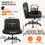 Criss Cross Chair with Wheels, Cross Legged Office Chair, Armless Wide Vanity Desk Chair with 2 Layer Comfty Velvet & Back - Swivel for Home Office Bedroom, Dark Black