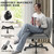 Criss Cross Chair with Wheels, Cross Legged Office Chair, Armless Wide Vanity Desk Chair with Comfty PU Leather & Back - Swivel Height Ajustable for Home Office Bedroom, Gray